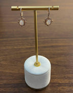 White Opal Diamonds Halo 14K Rose Gold Statement Drop Dangle Earrings