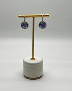 Purple Amethyst Blue Sapphire Green Tsavorite Diamonds 14K White Gold Earrings