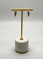 Channel Set White Diamonds 14K Yellow Gold Huggie Hoops Earrings