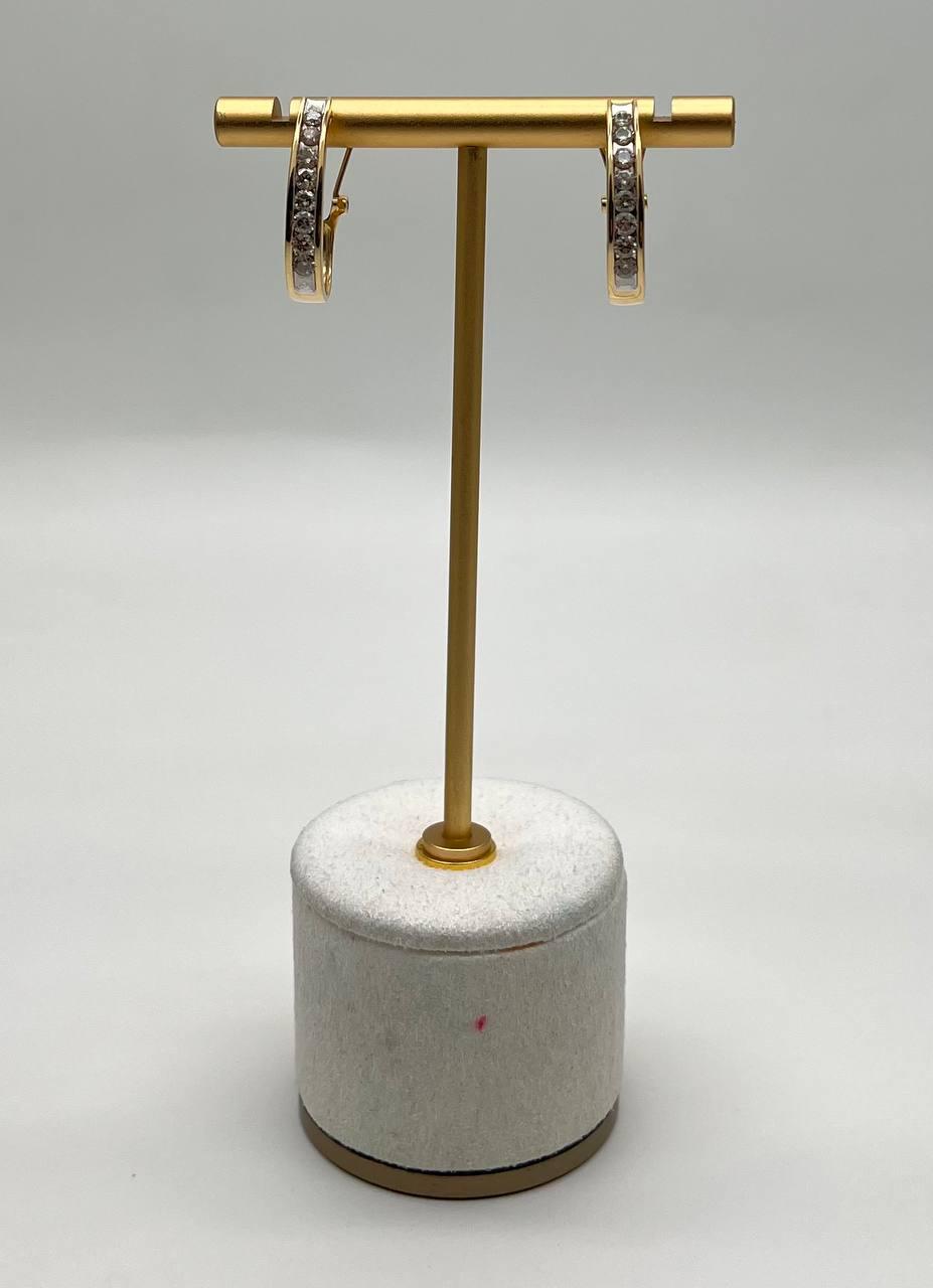 Channel Set White Diamonds 14K Yellow Gold Huggie Hoops Earrings