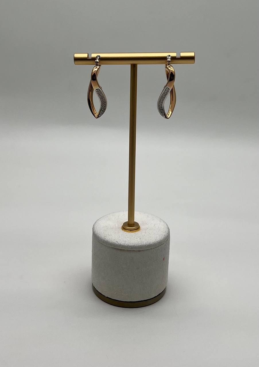 Geometric Waves Diamond 14K Rose Gold Statement Dangle Earrings