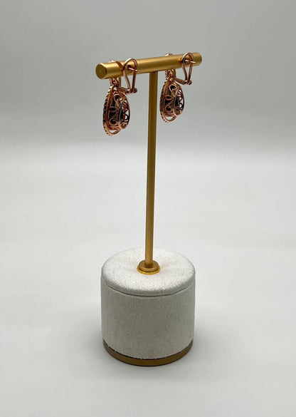 Orange Amber Citrines Brown Smoky Quartz 14K Yellow Gold Diamond Halo Earrings