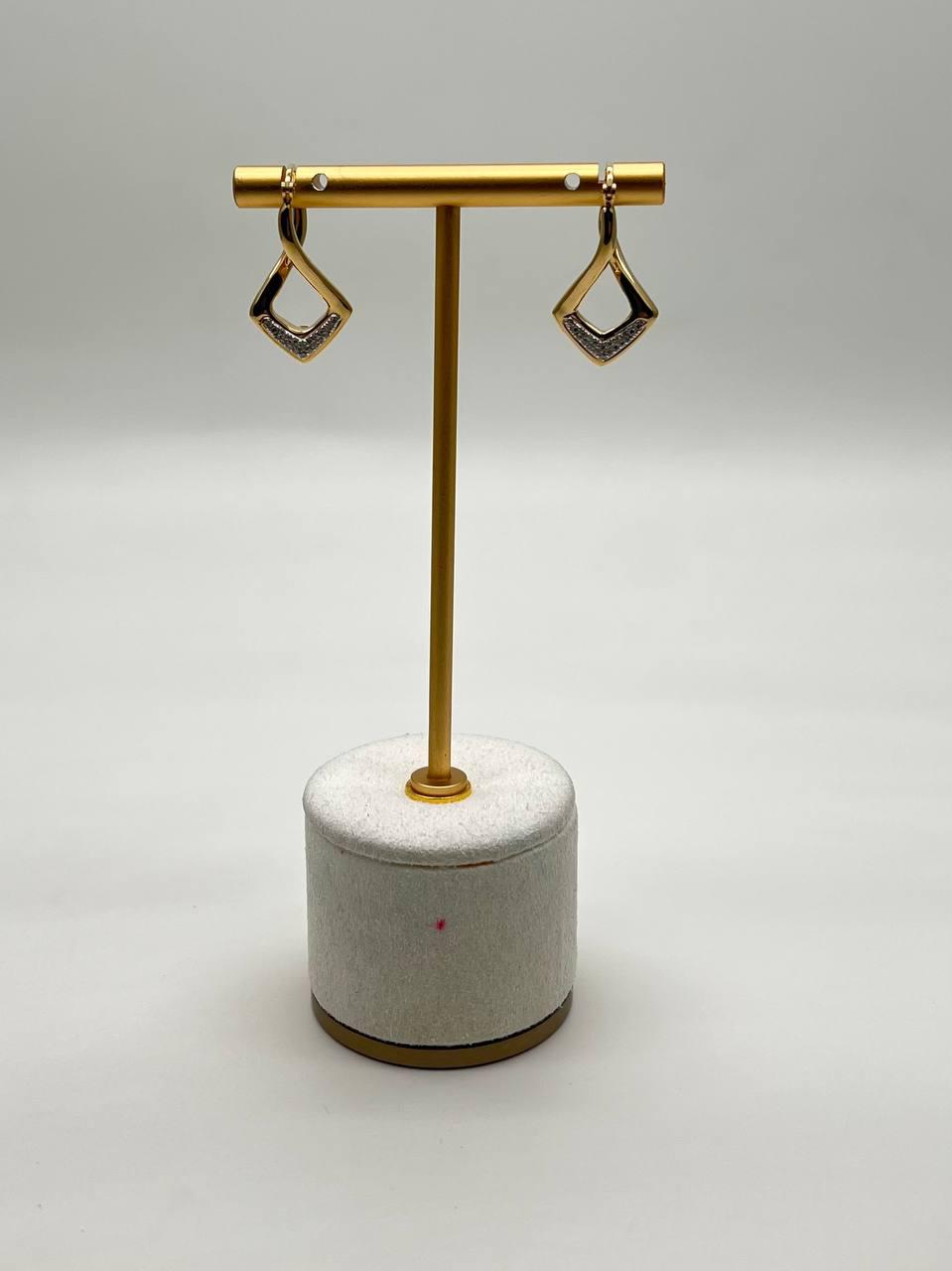 Triangle Rhombus 14K Yellow Gold Diamond Fashion Huggie Earrings