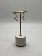 Round White Pearl 14K Yellow Gold Dangle Drop Earrings