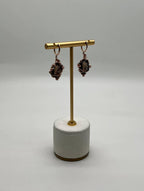 Oval Shape Brown Smoky Quartz 14K Rose Gold Diamond Halo Citrine Earrings