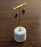 Oval Shape Brown Smoky Quartz 14K Rose Gold Diamond Halo Citrine Earrings