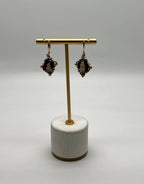Oval Shape Brown Smoky Quartz 14K Rose Gold Diamond Halo Citrine Earrings