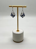 Blue Sapphire Topaz Diamond Pave Fancy 14K White Gold Dangle Statement Earrings