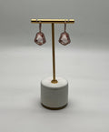 Shield Kite Shape Peach Pink Morganite Diamond Halo 18K Rose Gold Fancy Earrings
