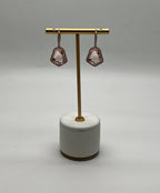 Shield Kite Shape Peach Pink Morganite Diamond Halo 18K Rose Gold Fancy Earrings