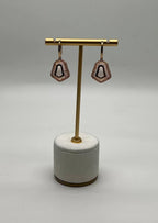 Shield Kite Shape Peach Pink Morganite Diamond Halo 18K Rose Gold Fancy Earrings
