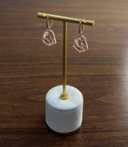 Shield Kite Shape Peach Pink Morganite Diamond Halo 18K Rose Gold Fancy Earrings