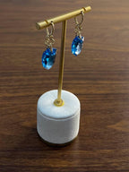 Shield Kite Shape Swiss Blue Topaz Diamond Accent 14K Yellow Gold Drop Earrings