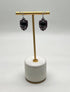 Black Onyx Red Pink Ruby White Diamonds Halo Set 14K White Gold Earrings
