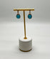 Blue Teal Turquoise Diamonds Halo 14K Yellow Gold Statement Huggie Earrings