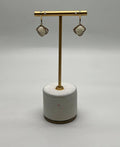 Lemon Quartz Checkerboard Diamond Halo 14K Yellow Gold Statement Earrings