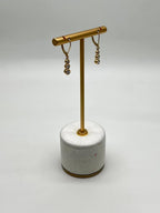 Round Shape Brilliant Cut White Diamond Bezel Set 14K Yellow Gold Drop Earrings