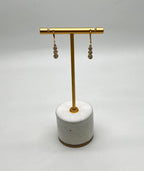 Round Shape Brilliant Cut White Diamond Bezel Set 14K Yellow Gold Drop Earrings