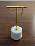 Round Shape Brilliant Cut White Diamond Bezel Set 14K Yellow Gold Drop Earrings