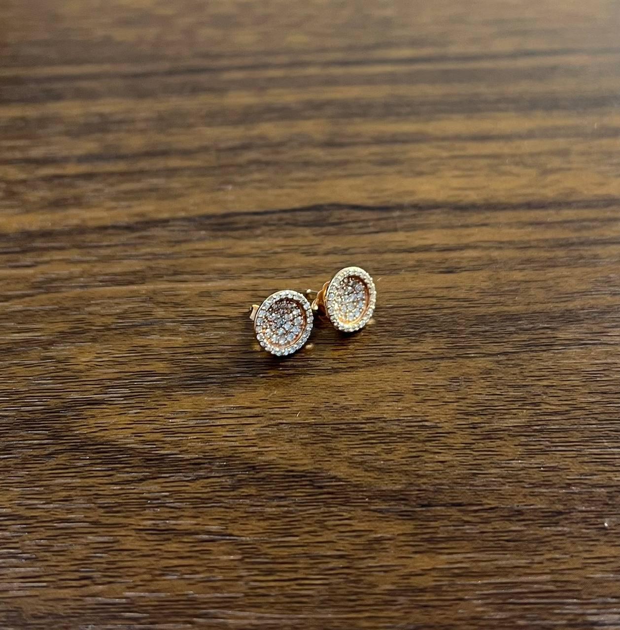 brilliant diamonds cluster pave-set 14k rose gold classic stud earrings