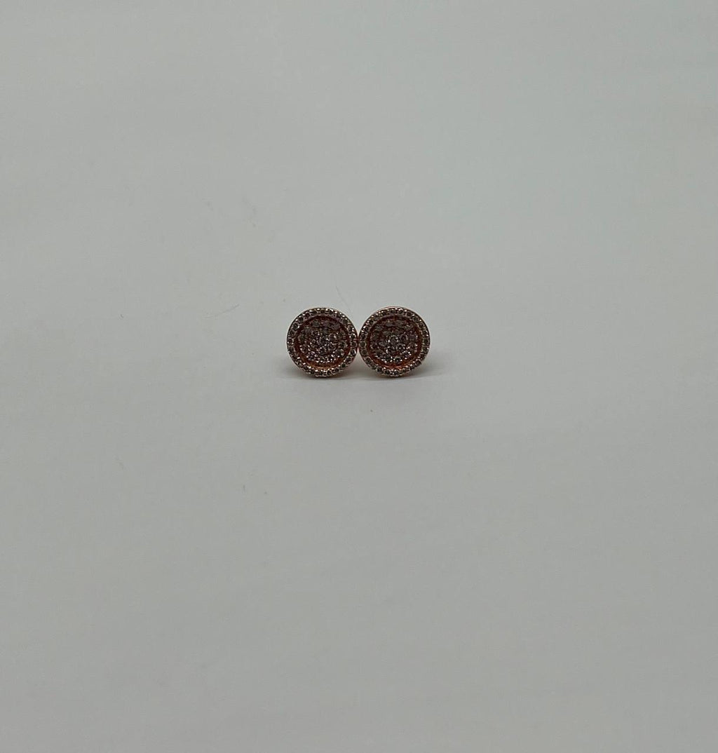 Brilliant Diamonds Cluster Pave-Set 14K Rose Gold Classic Stud Earrings