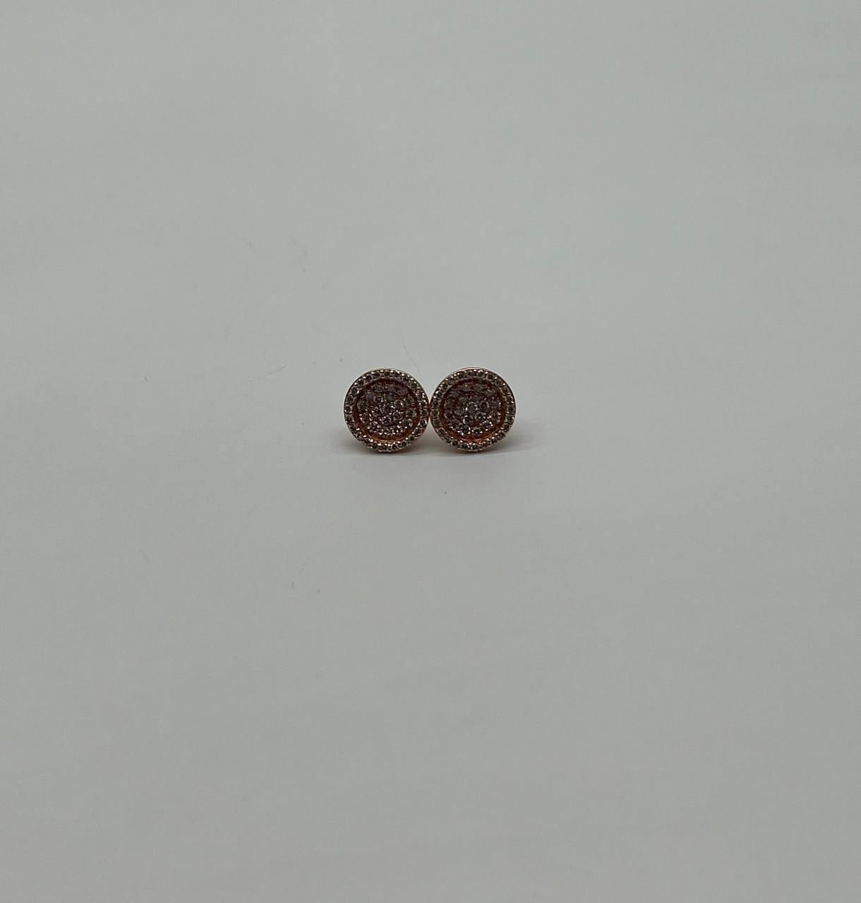 Brilliant Diamonds Cluster Pave-Set 14K Rose Gold Classic Stud Earrings