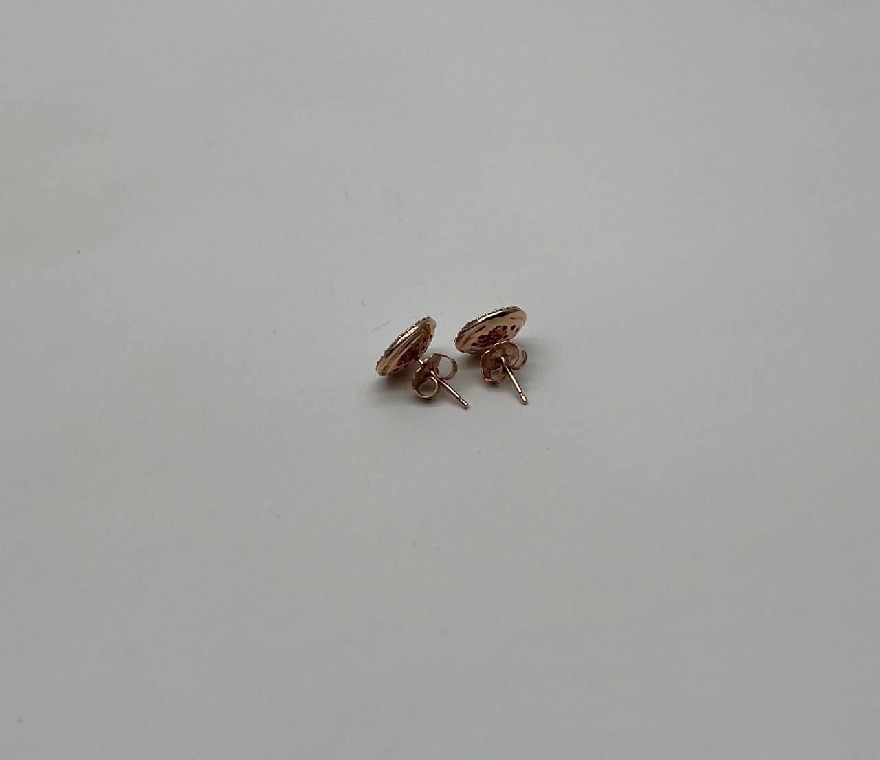 Brilliant Diamonds Cluster Pave-Set 14K Rose Gold Classic Stud Earrings