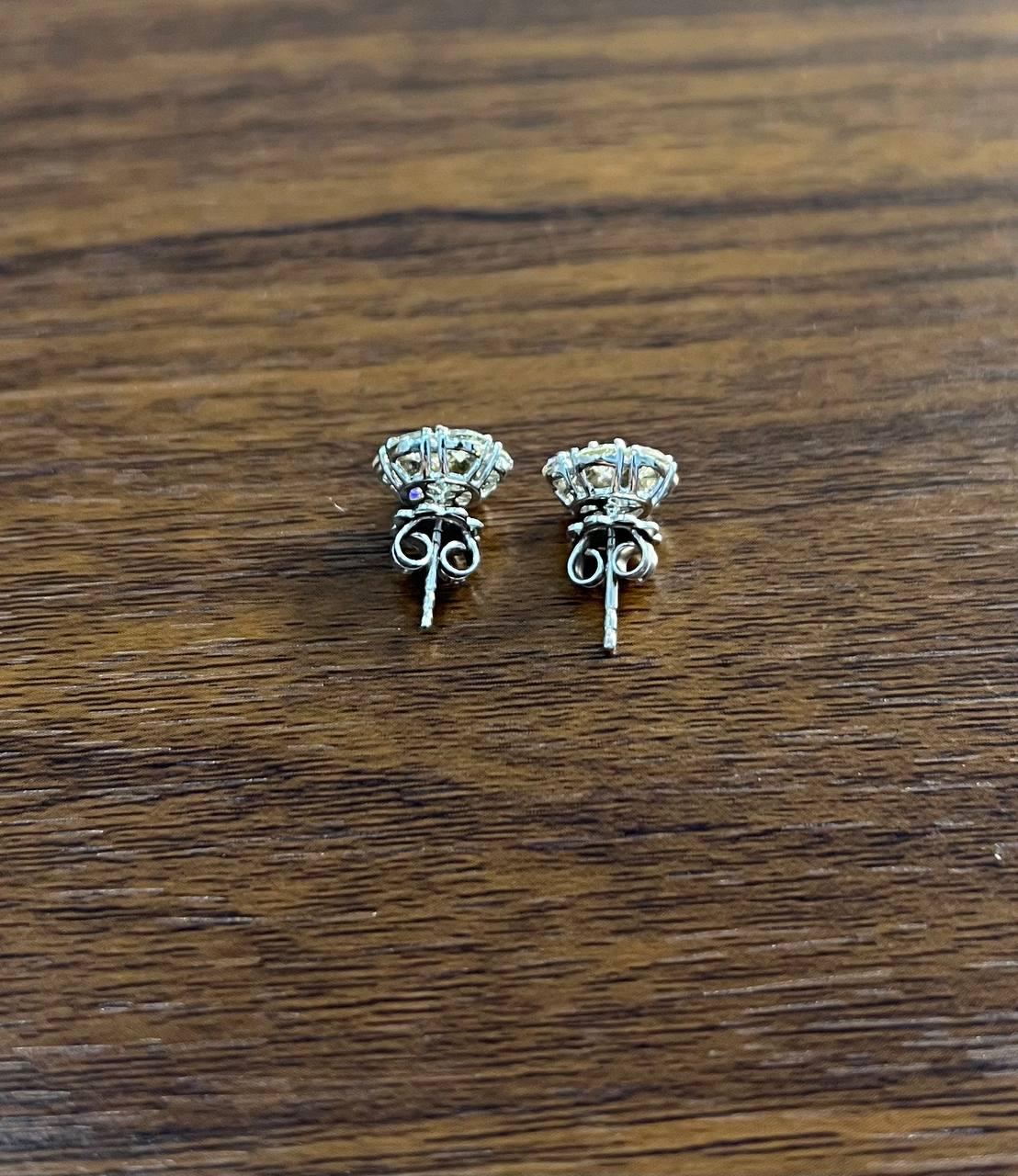Diamond Cluster Halo Set 14K White Gold Stud Earrings
