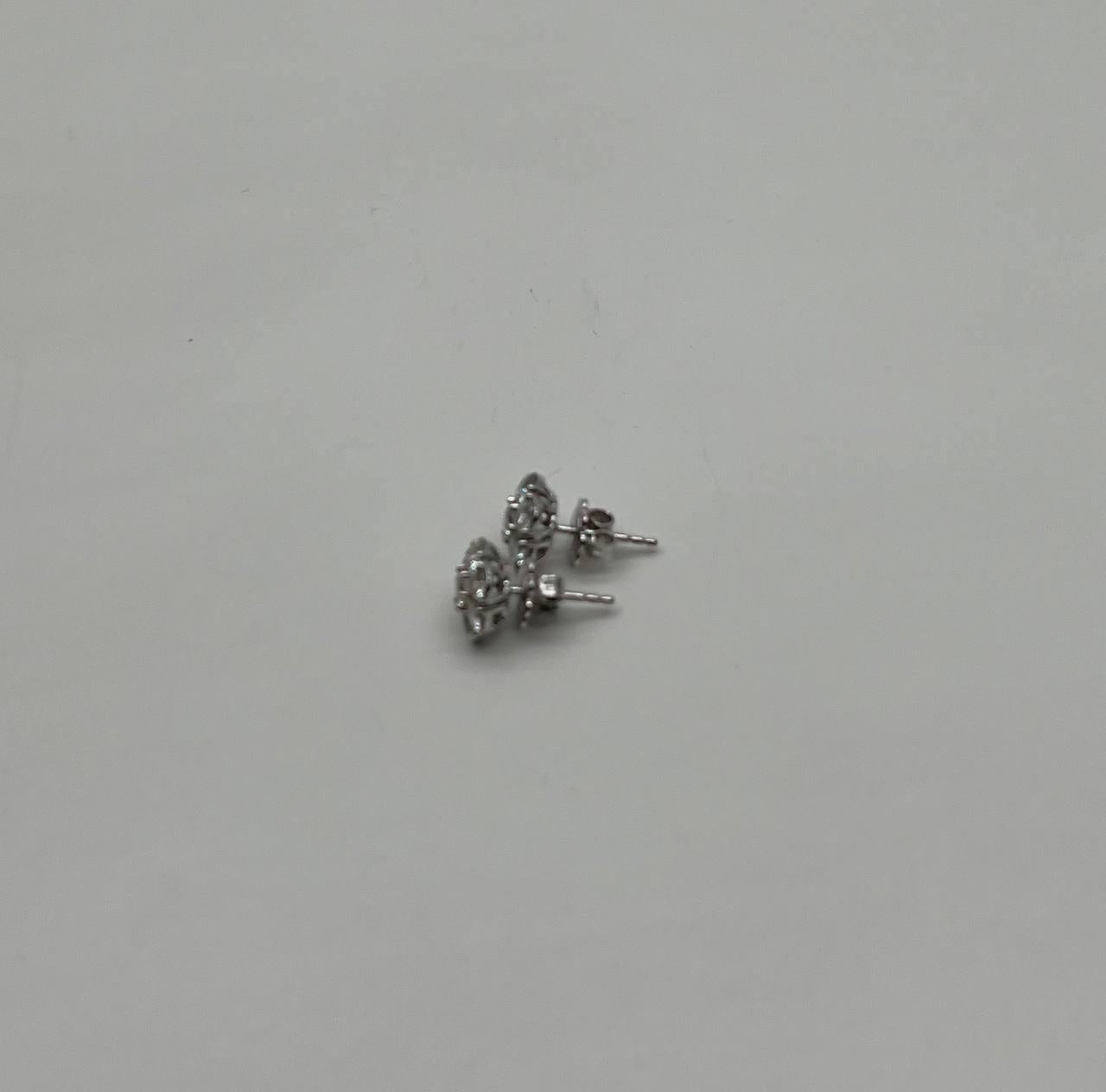 Diamond Cluster Halo Set 14K White Gold Stud Earrings