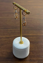 Elegant Diamond Pave Leaf Leaves Shell Motif 14K Rose Gold Dangle Earrings