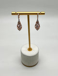Elegant Diamond Pave Leaf Leaves Shell Motif 14K Rose Gold Dangle Earrings