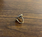 Round Shape Faceted Blue Sapphire Cabochon Diamond Halo 14K Yellow Gold Ring
