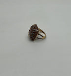 Peach Pink Moonstone Diamonds Halo Scroll 14K Yellow Gold Statement Ring