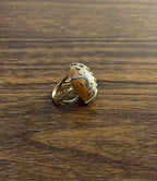Peach Pink Moonstone Diamonds Halo Scroll 14K Yellow Gold Statement Ring
