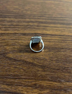 Cushion Shape Cabochon Blue Opal 14K White Gold Cocktail Diamond Halo Ring
