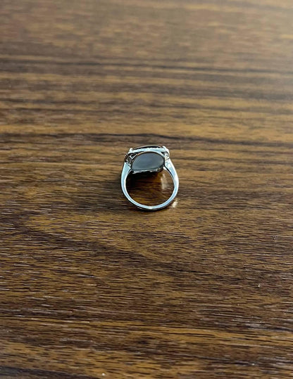 Cushion Shape Cabochon Blue Opal 14K White Gold Cocktail Diamond Halo Ring