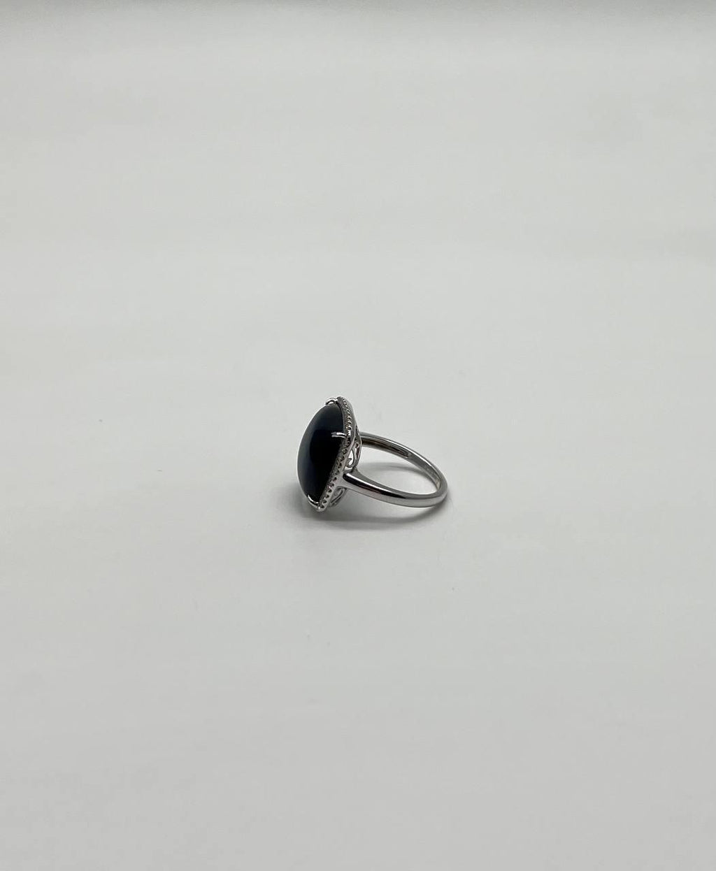 Cushion Shape Cabochon Blue Opal 14K White Gold Cocktail Diamond Halo Ring
