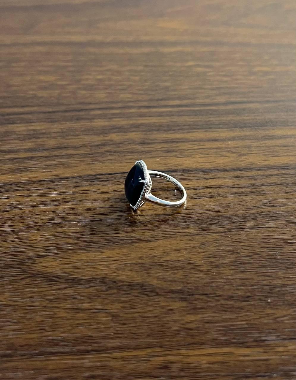 Cushion Shape Cabochon Blue Opal 14K White Gold Cocktail Diamond Halo Ring