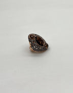 Unique Faceted Smoky Quartz Brown Diamonds Pave Set 14K Gold Statement Ring