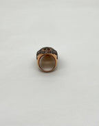 Unique Faceted Smoky Quartz Brown Diamonds Pave Set 14K Gold Statement Ring