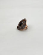 Unique Faceted Smoky Quartz Brown Diamonds Pave Set 14K Gold Statement Ring