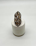 Brown Smokey Quartz & Sapphire Diamonds Halo Statement 14K Gold Statement Ring
