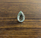 Pear Teardrop Light Blue Topaz White Diamonds Halo 14K White Gold Statement Ring