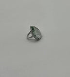 Pear Teardrop Light Blue Topaz White Diamonds Halo 14K White Gold Statement Ring