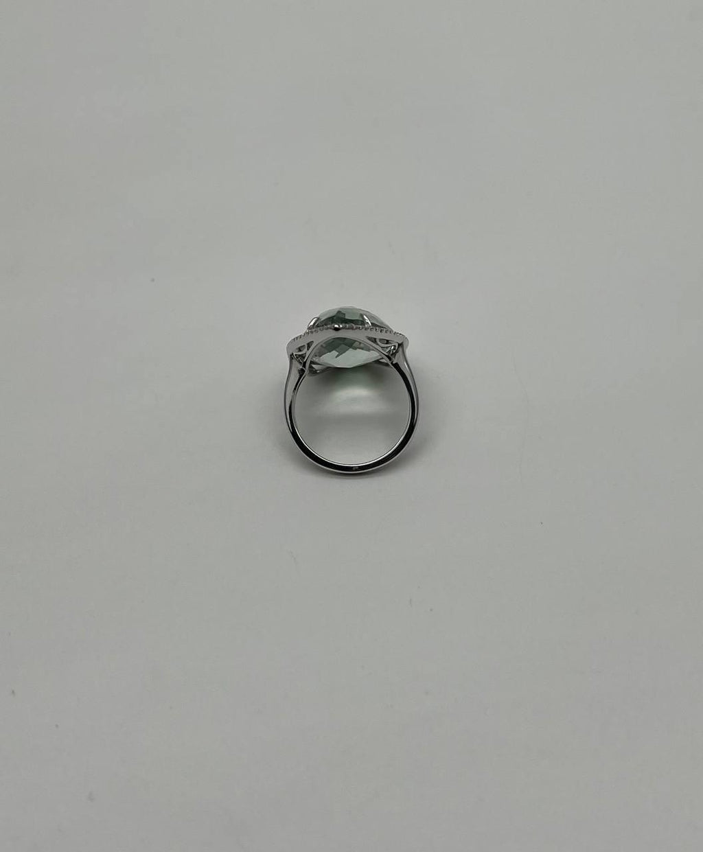 Pear Teardrop Light Blue Topaz White Diamonds Halo 14K White Gold Statement Ring