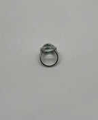 Pear Teardrop Light Blue Topaz White Diamonds Halo 14K White Gold Statement Ring