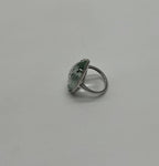 Pear Teardrop Light Blue Topaz White Diamonds Halo 14K White Gold Statement Ring