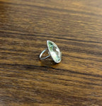 Pear Teardrop Light Blue Topaz White Diamonds Halo 14K White Gold Statement Ring