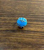 Round Blue Teal Turquoise Diamond Swirl Scroll 14K Yellow Gold Cocktail Ring