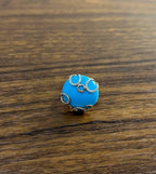 Round Blue Teal Turquoise Diamond Swirl Scroll 14K Yellow Gold Cocktail Ring